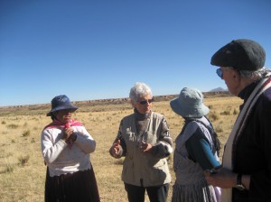 US Board member Donna talking with two women in Janko Saya.